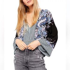 Free People Blue Mix N Match Blouse - XS